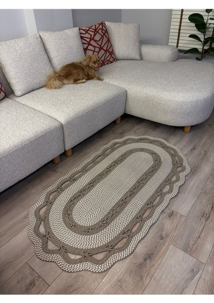 Sarmaşık Model Oval Hasır Görünümlü Jüt Kilim Paspas Halı modelleri