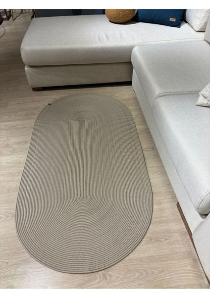 Galileo Oval Jüt Yuvarlak Hasır Görünümlü Klasik Halı Kilim