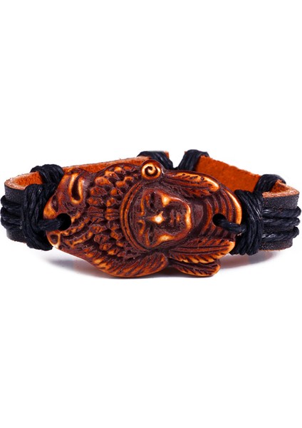 Indian Stone Deri Unisex Bileklik 1271-1300