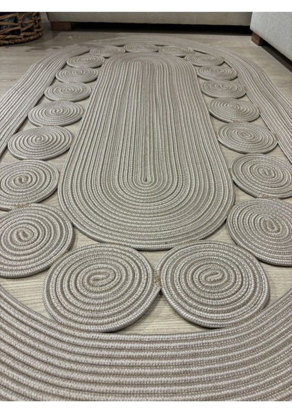 Cookie Jüt Hasırlı El Örgüsü Kilim