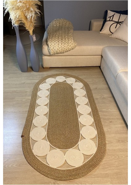 Cookie Jüt Hasırlı El Örgüsü Kilim