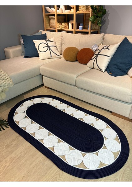 Cookie Jüt Hasırlı El Örgüsü Kilim