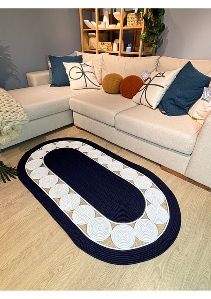 Cookie Jüt Hasırlı El Örgüsü Kilim