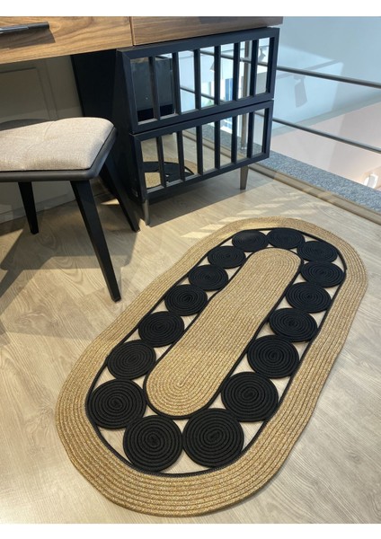 Cookie Jüt Hasırlı El Örgüsü Kilim