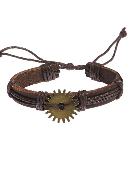 Dişli Figür Deri Unisex Bileklik 3197-3400
