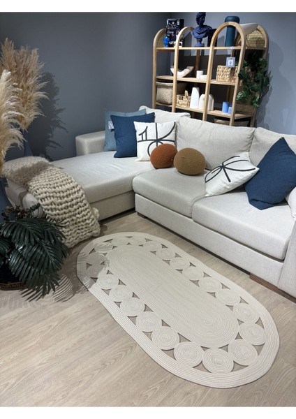 Krem Jüt Hasırlı El Örgüsü Kilim fiyatları