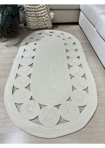 Krem Jüt Hasırlı El Örgüsü Kilim fırsatları