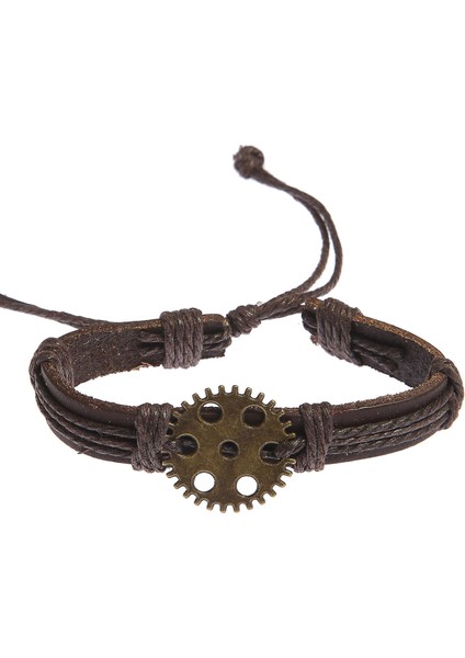 Dişli Figür Deri Unisex Bileklik 3197-3400