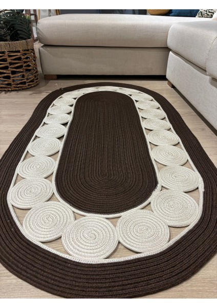 Cookie Jüt Hasırlı El Örgüsü Kilim