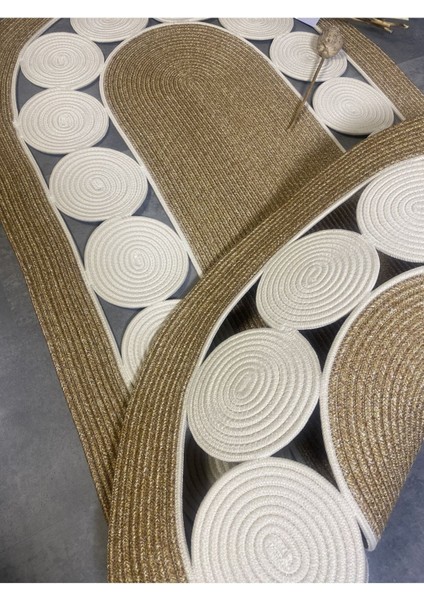 Cookie Jüt Hasırlı El Örgüsü Kilim