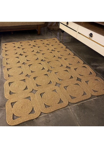 Solena Jüt Hasır Dikdörtgen Şık Kilim Halı Paspas Yolluk Evinizi Şımartın Tarzınızı Yansıtın