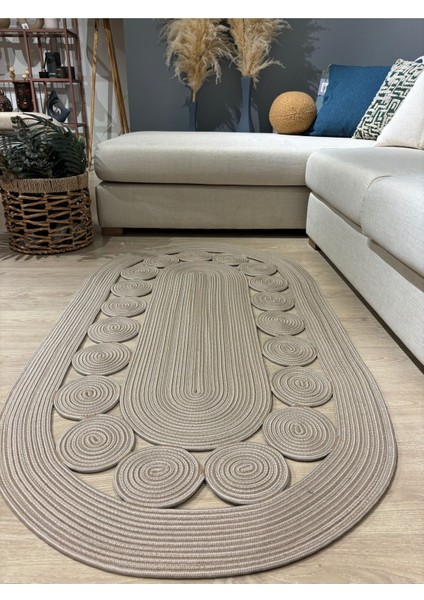 Cookie Jüt Hasırlı El Örgüsü Kilim