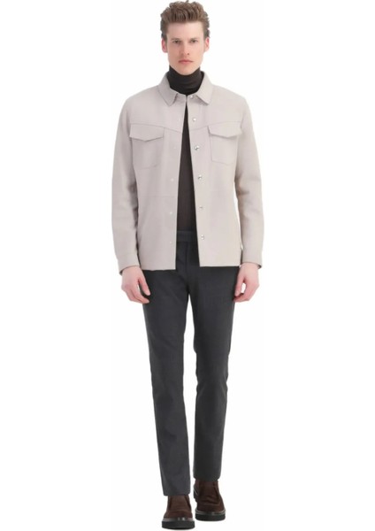 Bej Regular Fit Gömlek Yaka Casual Süet Deri Mont fiyatları