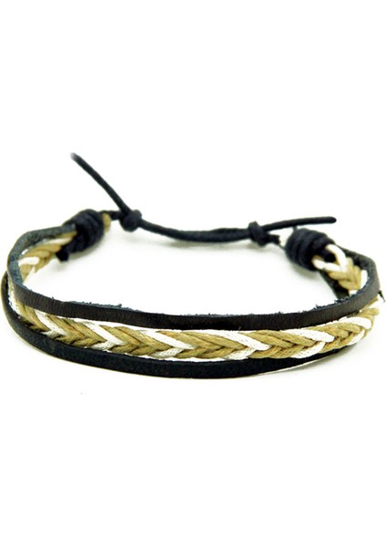Deri ve Örme Ip Detaylı Forward Unisex Bileklik 703-850