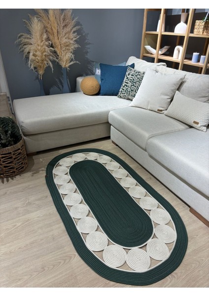 Cookie Jüt Hasırlı El Örgüsü Kilim