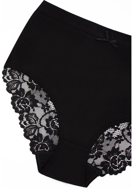 Kadın Külot 3'lü Arkası Dantelli, Yüksek Bel Külot, High Cut (%96 Pamuk - %4 Elastan) fırsatları