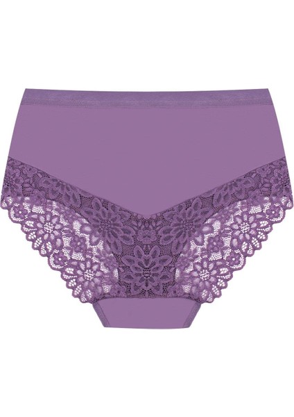 Kadın Külot 3'lü Arkası Dantelli, Yüksek Bel Külot, High Cut (%96 Pamuk - %4 Elastan)