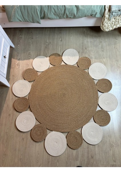 Rhea Jüt Hasırlı El Örgüsü Kilim Halı Hasır Yuvarlak fiyatları