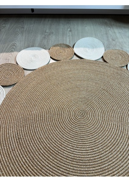 Rhea Jüt Hasırlı El Örgüsü Kilim Halı Hasır Yuvarlak modelleri