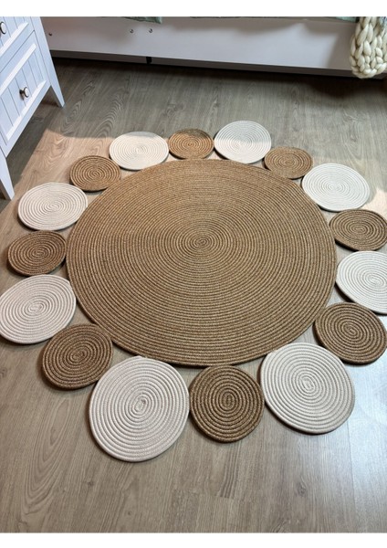 Rhea Jüt Hasırlı El Örgüsü Kilim Halı Hasır Yuvarlak fırsatları