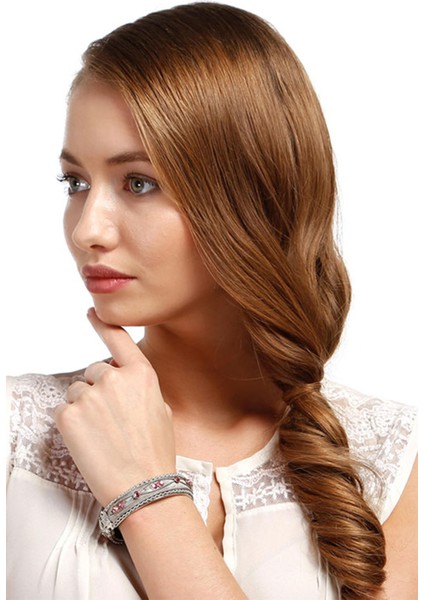 Pembe Taşlı Metal Kelepçe Model Kadın Bilezik 3016-3025 fiyatları