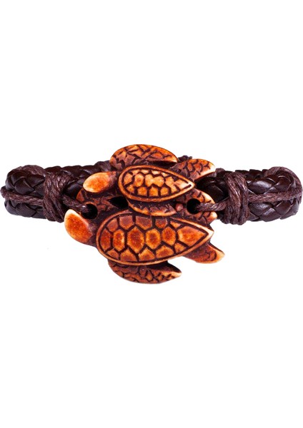 Ikili Deniz Kaplumbağası Figür Deri Unisex Bileklik 1351-1390