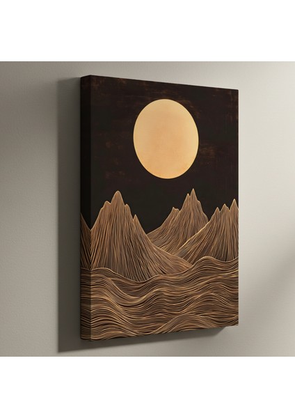 Altın Dağlar ve Ay: Soyut Sanat Tablosu