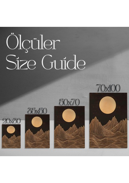 Altın Dağlar ve Ay: Soyut Sanat Tablosu modelleri