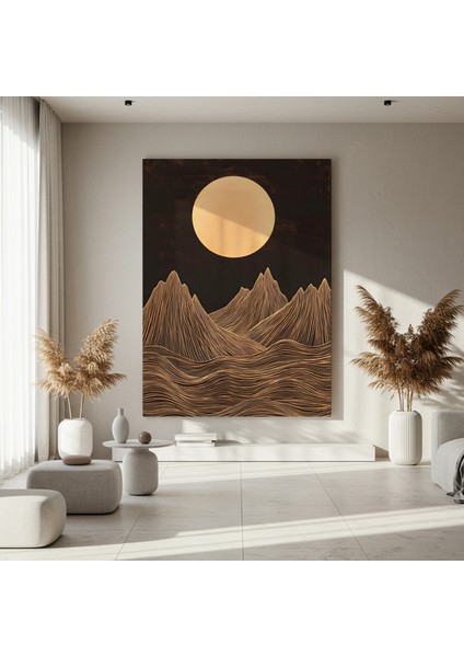 Altın Dağlar ve Ay: Soyut Sanat Tablosu fırsatları