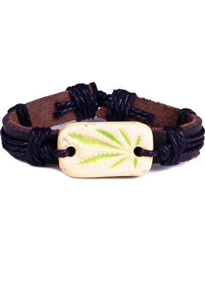 Hemp Stone Deri Unisex Bileklik 1351-1390