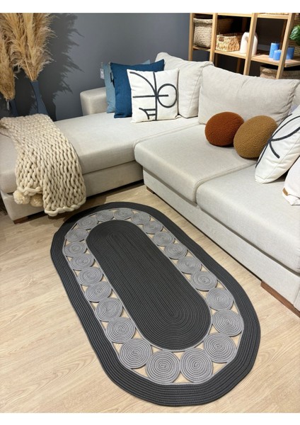 Cookie Jüt Hasırlı El Örgüsü Kilim