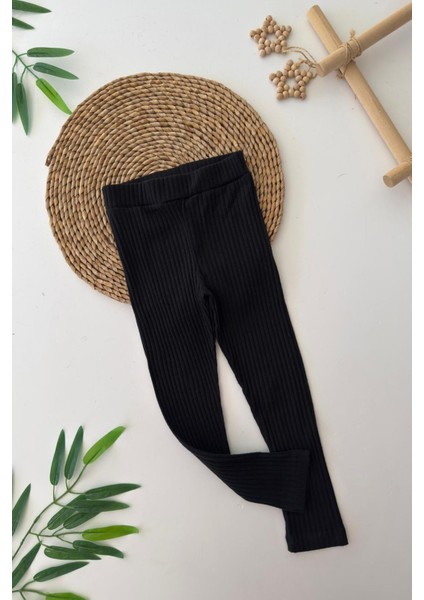 Fitilli Mevsimlik Kız Çocuk tayt - Siyah