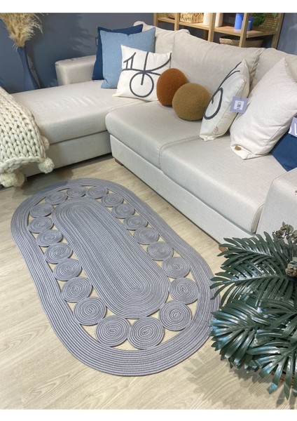 Cookie Jüt Hasırlı El Örgüsü Kilim