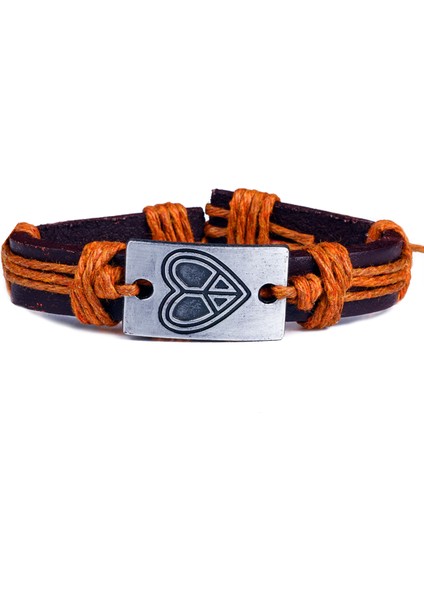 Aşk ve Barış Sembol Deri Unisex Bileklik 1301-1350