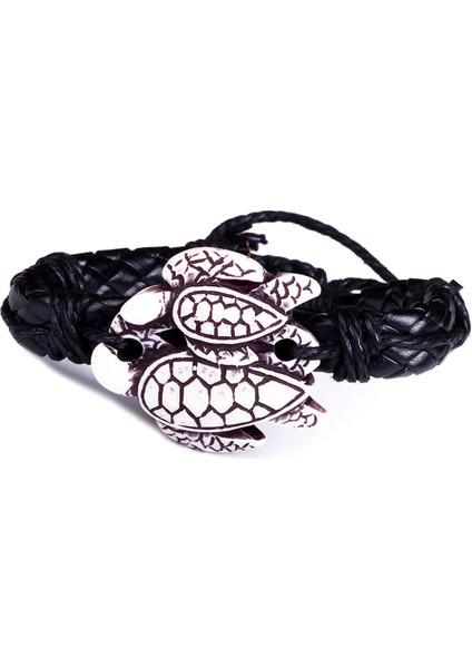 Ikili Deniz Kaplumbağası Figür Deri Unisex Bileklik 1351-1390