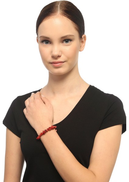 Mercan Doğal Taş Kadın Bileklik 17 cm 0-702