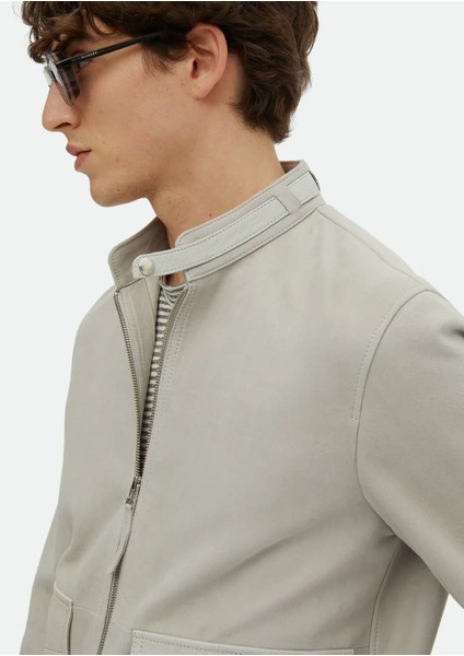 Gri Regular Fit Dik Yaka Casual Süet Deri Mont fırsatları