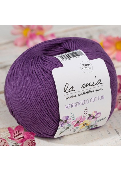La Mia Mercerized Cotton Koyu Mor El Örgü Ipi - 59 - 33593