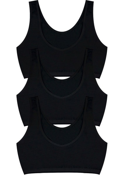 Kız Çocuk Büstiyer 3'lü Kalın Askılı Pedsiz (%96 Pamuk - %4 Elastan)