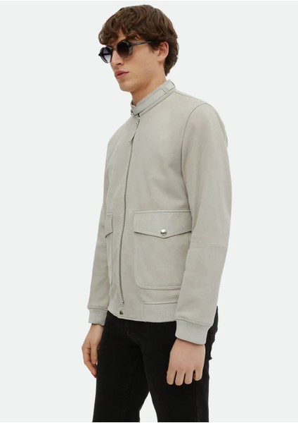 Gri Regular Fit Dik Yaka Casual Süet Deri Mont indirimleri