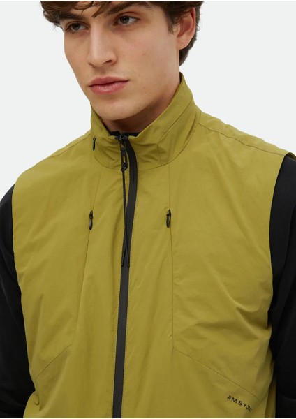 Yağ Yeşili Regular Fit Dik Yaka Denim Dokuma Spor Yelek modelleri