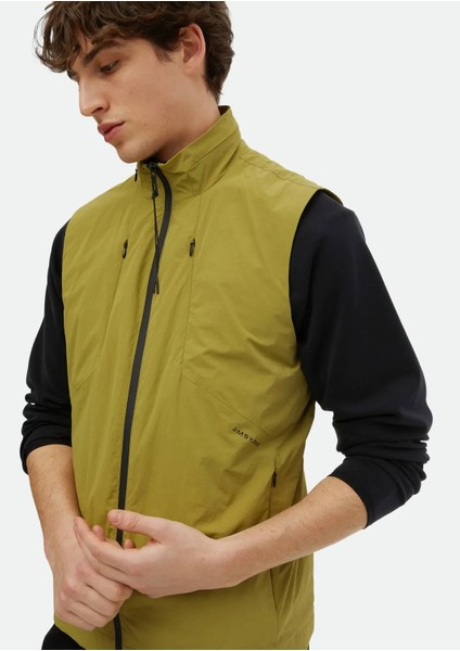 Yağ Yeşili Regular Fit Dik Yaka Denim Dokuma Spor Yelek fırsatları