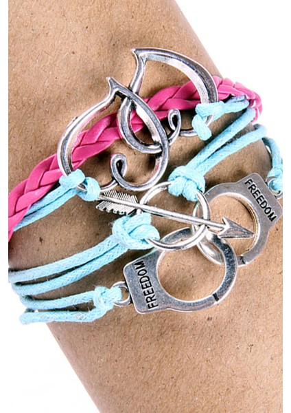 Kelepçe Kalp Ok Figürlü Salaş Unisex Bileklik 2351-2570