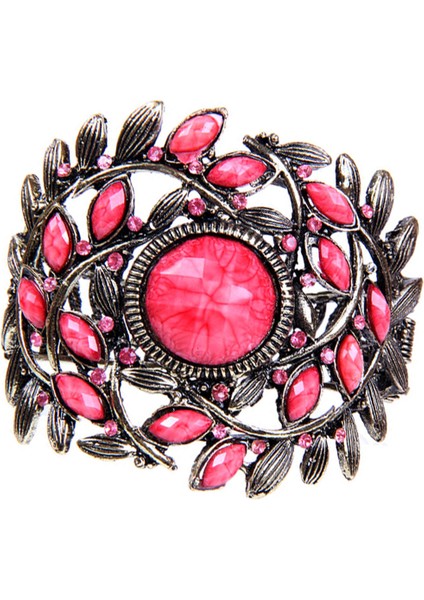 Pembe Taşlı Döküm Metal Kelepçe Model Kadın Bilezik 2681-2696