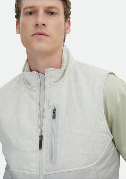 Bej Regular Fit Dik Yaka Casual Dokuma Spor Yelek fırsatları