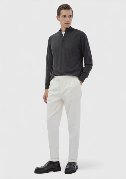 Antrasit Yarım Balıkçı Yaka Düz Örgü Yün Karışımlı Triko Kazak modelleri