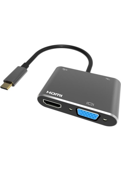 CU451 Type-C To VGA HDMI USB Type-C Çevirici