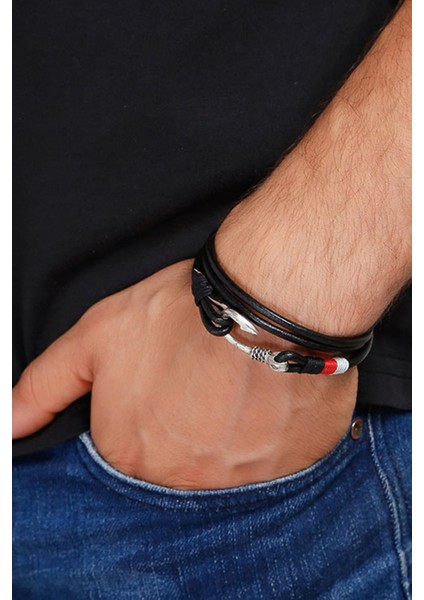 Olta Ucu Figür Deri Sarmal Siyah Unisex Bileklik 2201-2271 fiyatları