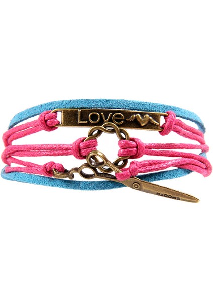 Makas Aşk Künye Figürlü Salaş Unisex Bileklik 2351-2570