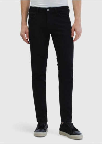 Siyah Düz Slim Fit Denim Pamuk Karışımlı Pantolon fiyatları